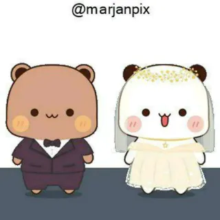 💜 @marjanpix мультфильм, свадьба, невеста, жених, медведи, милый telegram sticker