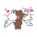 😘 Brown and Cony oso, conejo, beso, dibujos animados telegram sticker