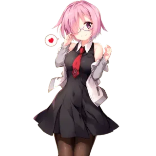 ❤ fille anime, mignon, kawaii, lunettes, cœur, uniforme scolaire, illustration telegram sticker