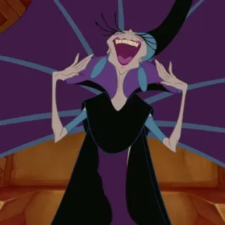 🍂 Yzma The Emperor's New Groove Yzma, El emperador y sus locuras, Disney, villano, dibujos animados, riendo telegram sticker