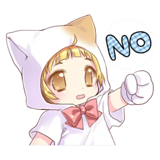 👎 NO no, señal, anime, lindo, rechazo telegram sticker