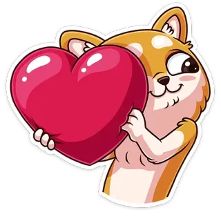 ❤ cane, cuore, amore, carino, cartoni animati, animale whatsapp sticker