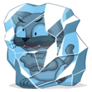 ☃ 猫, 氷, 冷凍, 動物, 漫画, ステッカー telegram sticker