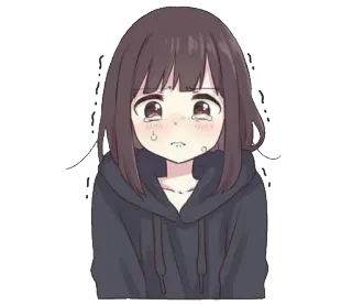 😢 Anime, Fille, pleurs, triste, larmes, émotionnel telegram sticker
