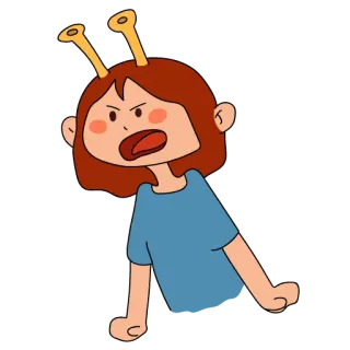 😡 Dessin animé, Fille, En colère, Alien, Antenne, Personnage whatsapp sticker