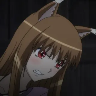 😠 Holo Spice and Wolf anime, Holo, Spice and Wolf, fox girl, kemonomimi, wolf girl telegram sticker