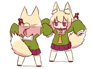 😒 Anime, Renard, Mignon, Kawaii, Danse, Oreilles d'animaux telegram sticker