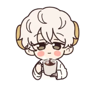☕️ cartoon, cute, sheep, coffee, tired, anime telegram sticker