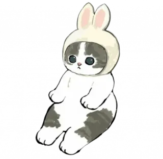 🐰 gato, conejo, lindo, animal, gatito, conejo, mascota, dibujo whatsapp sticker