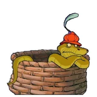 🐍 snake, cartoon, basket, hat, animal, reptile whatsapp sticker