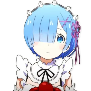 😊 Rem Аниме, Горничная, Синие волосы, Милый, Девушка whatsapp sticker
