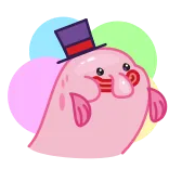 💃 blobfish, cute, cartoon, fish, hat, pink, animal telegram sticker