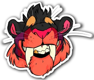 😁 Desenho animado, Animal, Felino, Sorriso irônico, Laranja, Preto, Mamífero telegram sticker
