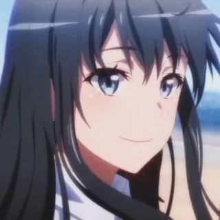 ❄️ anime, ragazza, sorridente, capelli neri telegram sticker