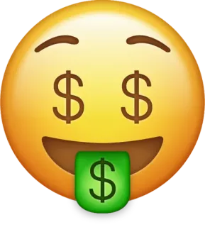 🤑 Geld, Dollar, Emoji, reich, Reichtum, Erfolg whatsapp sticker