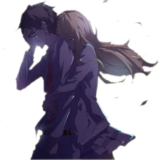 😫 Anime, Emozionale, Coppia, Triste, Abbraccio, Lacrime, Romantico, Relazione telegram sticker