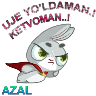 🏃 UJE YO'LDAMAN, KETVOMAN Hase, Cartoon, Superheld, Tier, Umhang telegram sticker