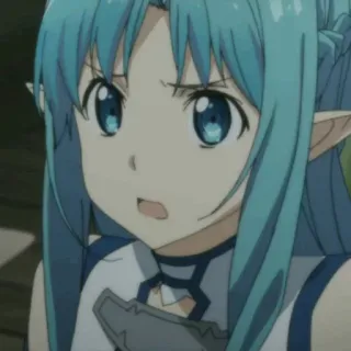❄️ Asuna Sword Art Online アニメ, エルフ, 可愛い, 心配, キャラクター, 女の子 telegram sticker