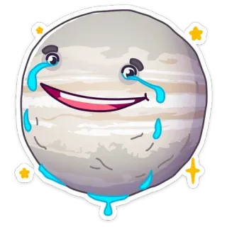 🥲 jupiter, planet, crying, emoji, cartoon, stars telegram sticker