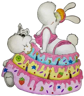 🎂 Kartun, Binatang, Kue, Imut, Fantasi, Aneh whatsapp sticker