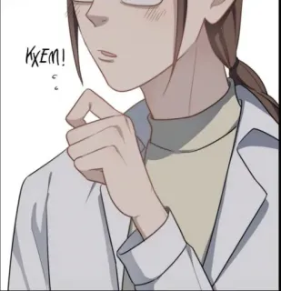 😷 KXEM! mulher, óculos, jaleco, estilo anime, KXEM telegram sticker