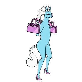 🦄 unicorn, belanja, tas, kartun, binatang, fantasi, hak, mode telegram sticker