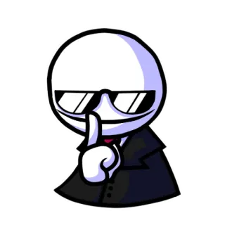 ☝️ персонаж, костюм, палец у рта, солнцезащитные очки, мультфильм telegram sticker