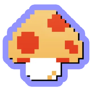 🍄 champignon, pixel art, gaming, rétro telegram sticker