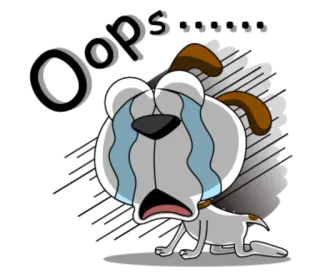 😕 Oops... chien, pleurer, triste, dessin animé, oups, larmes telegram sticker