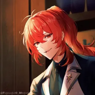 💠 Diluc Genshin Impact anime, red hair, Diluc, Genshin Impact, video game, handsome whatsapp sticker