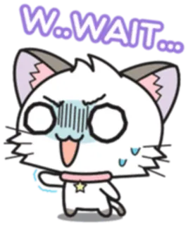 😨 W..WAIT... cat, wait, scared, cute, kitten, sticker, anime whatsapp sticker