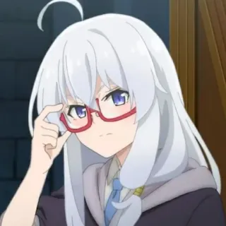 🍃 anime, girl, glasses, cute, white hair, school uniform telegram sticker