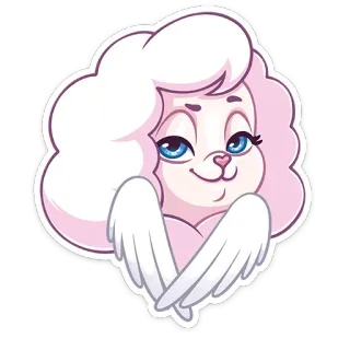 😇 мультфильм, ангел, милый, розовый, белый, крылья whatsapp sticker
