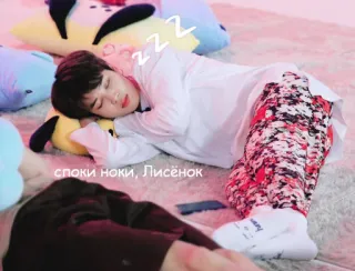 😴 споки ноки, Лисёнок sleep, sleeping, person, russian, good night telegram sticker