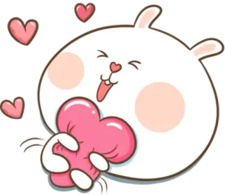 🐽 królik, miłość, serca, słodkie, kawaii, naklejka, kreskówka telegram sticker
