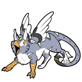 😜 grifo, grifo, criatura mítica, fantasia, animal alado, desenho animado, pássaro, mamífero telegram sticker