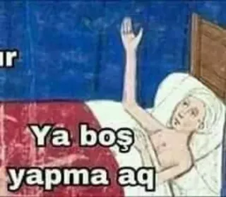#⃣ Ya boş yapma aq meme, funny, medieval, person, bed whatsapp sticker