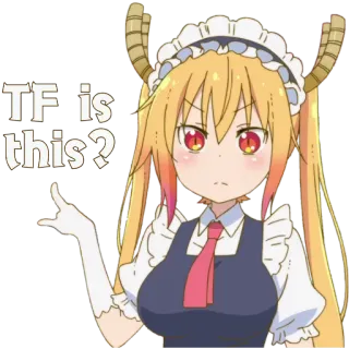 👆 Tohru Miss Kobayashi's Dragon Maid TF is this? アニメ, トール, ドラゴン, メイド, 困惑, 質問 telegram sticker