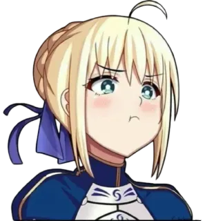 😡 Saber Fate/stay night อนิเมะ, ผมบลอนด์, ทำปากจู๋, ราชินี, อัศวิน telegram sticker
