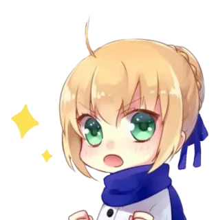 😆 Saber Fate/stay night อนิเมะ, จิบิ, อุทาน, น่ารัก, ผมบลอนด์ telegram sticker