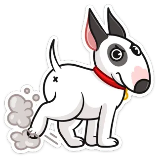 ☺️ chien, dessin animé, animal, animal de compagnie, bull terrier, mignon whatsapp sticker