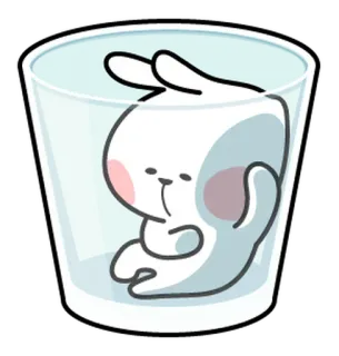 🥃 lapin, verre, mignon, kawaii, animal, dessin animé, lapinou whatsapp sticker