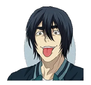 😛 anime, gracioso, hombre, cara, lengua telegram sticker
