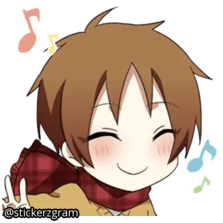 ✌️ @stickerzgram Аниме, Чиби, Милый, Каваий, Мультфильм, Парень, Музыка telegram sticker