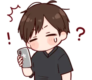 🎭 Anime, Confuso, Domanda, Esclamazione, Cellulare, Sticker, Emozione, Espressione telegram sticker