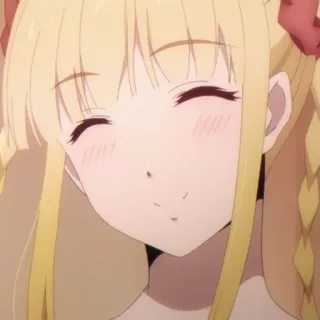 🐍 Anime, blonde Haare, Cartoon, süß, Mädchen, Lächeln, Manga telegram sticker