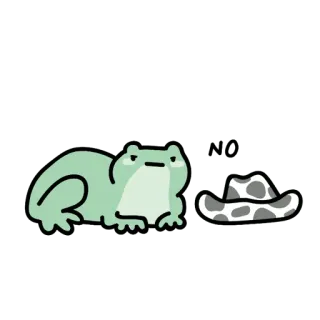 😑 ếch, mũ cao bồi, động vật, dễ thương, hoạt hình, nhãn dán telegram sticker
