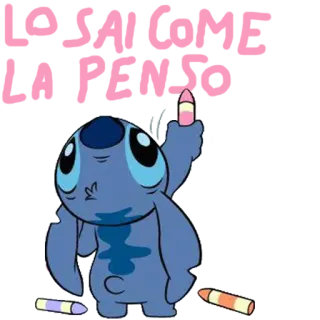 🐨 Stitch LA SAI COME LA PENSO Stitch, Disney, crayon, drawing, Lilo and Stitch telegram sticker