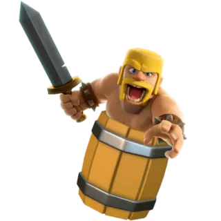 🛢 Barbarian Clash of Clans barbarian, clash of clans, mobile game, sword, barrel telegram sticker