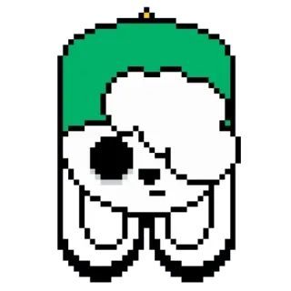 ⌨ 像素画, 贴纸, 白兔, 绿帽子, 可爱, 像素化 telegram sticker